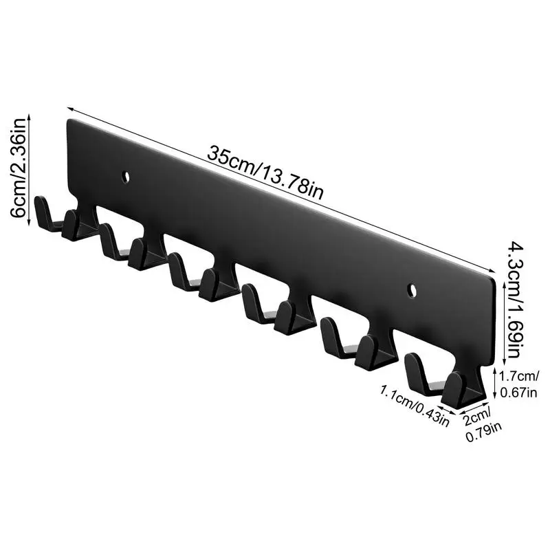 Wall Key Holder Key Holder Organizer With 12 Hooks 2X Adhesive Metal Storage Organizer With Mounting Hardware For Entryway Front