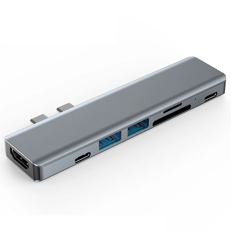 USB C HUB Dual Type-C Male to 3.0 4K HDMI-compatible Thunderbolt 3 TF/SD Card Slot and 87W PD Port for MacBook Air/Pro 13 |