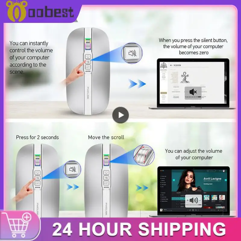 Mouse Wireless Dual Mode 2.4G 1600Dpi Type-C Mouse Ergonomici Silenziosi Ricaricabili Per Laptop Pc Gaming Mouse Gamer