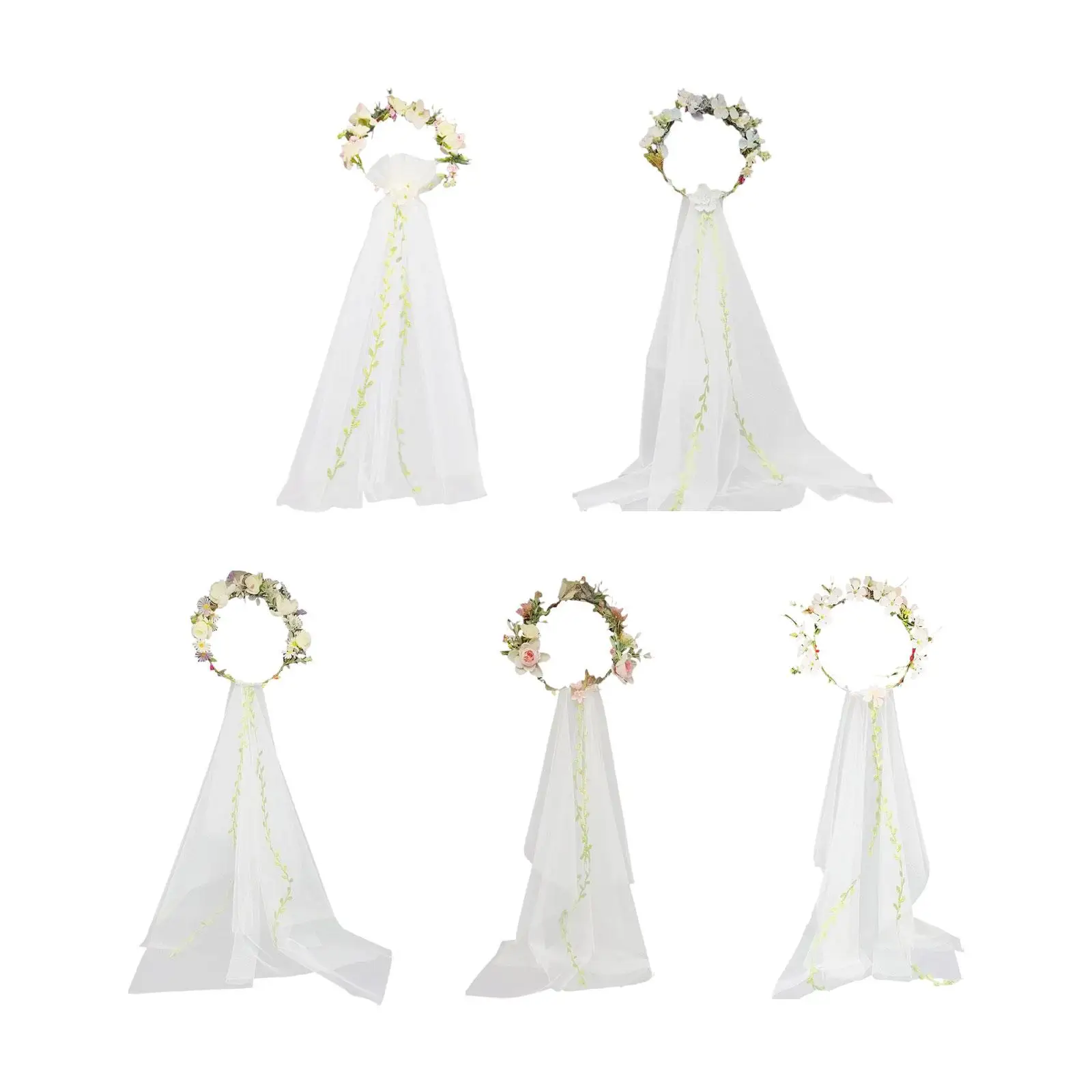 

Wedding Bridal Veil Greenery Garland Headpiece Floral Garland Veil for Bridal Shower Women Girls Party Favor Gift Holiday Beach