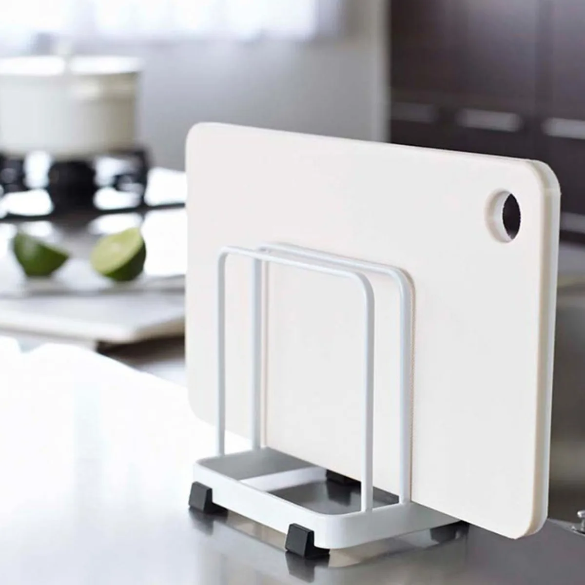 1PC cutting board organizer, layered cutting board rack, vertical sorting and storage drainage tray, cutting board rack 4