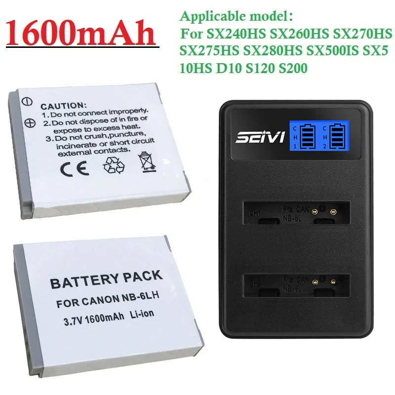Аккумулятор для камеры NB 6L NB6LH NB-6L для Canon Power-shot IXUS 310 SX240 SX275 SX280 SX510 SX500 HS 95 D10 D20 D30 1600 мАч