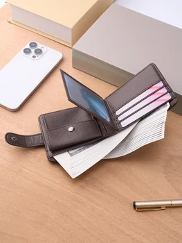 Men Wallets Leather Zipper Purse Man Slim Card Horders Quality Male Short Multi-card Wallet Coin Pocket Purse 4