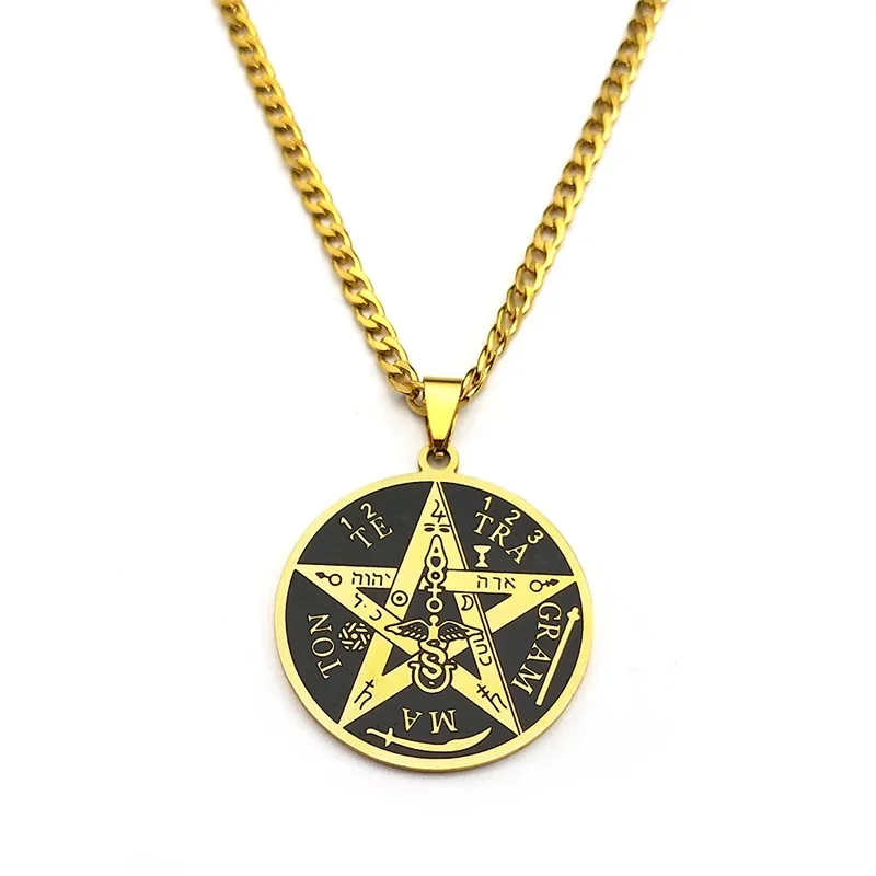 Pentagram of Solomon Tetragrammaton Pendant Necklace for Women Men Stainless Steel Gold Color Pentacle Jewish Chain Jewelry - Image 6
