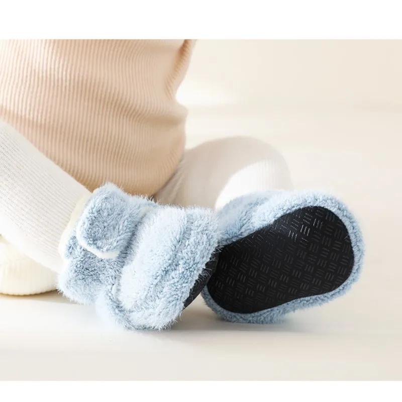 Newborn Baby Boy Girl Winter Fluffy Training Shoes Fleece Inside Infant Toddler Boots Velcro Sneakers Soft Casual Chaussure Sock 4
