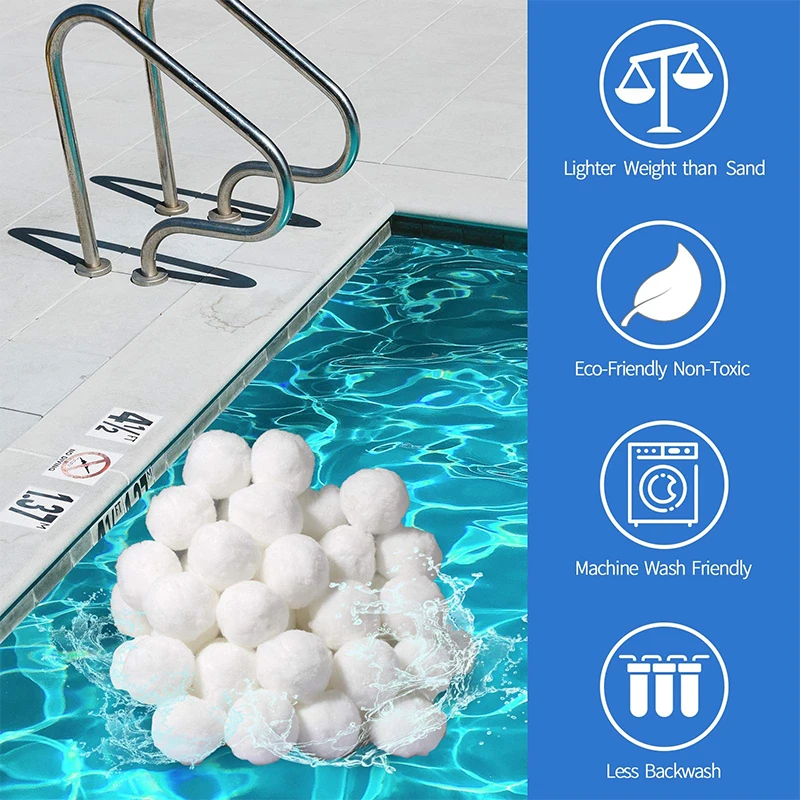 Sfere Filtranti 1400g/2100g/2800g 50mm per Pulizia Piscina, Sfere in Fibra per Purificazione dell'Acqua, Attrezzatura per Pulizia Piscina - immagine 2