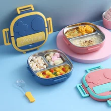 500ML Stainless Steel Bento Box Insulated Lunch Box For Kids Toddler Girls Metal Portion Sections Leakproof Lunch Container Box