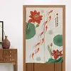 Chinese Ink Koi Fish Print Japanese Noren Doorway Split Curtains Kitchen Entrance Hanging Curtain Door Decoration Linen Curtains 2
