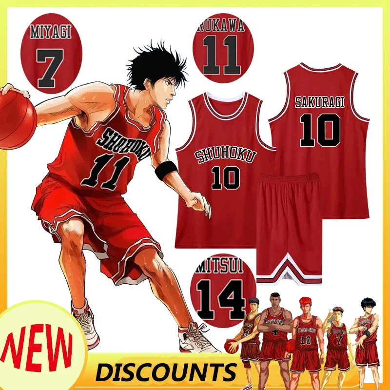 Anime Slam Dunk Cosplay Shohoku Jersey Sakuragi Hanamichi Cosplay Vest Kaede Rukawa Cosplay Basket Jersey Slam Dunk Top