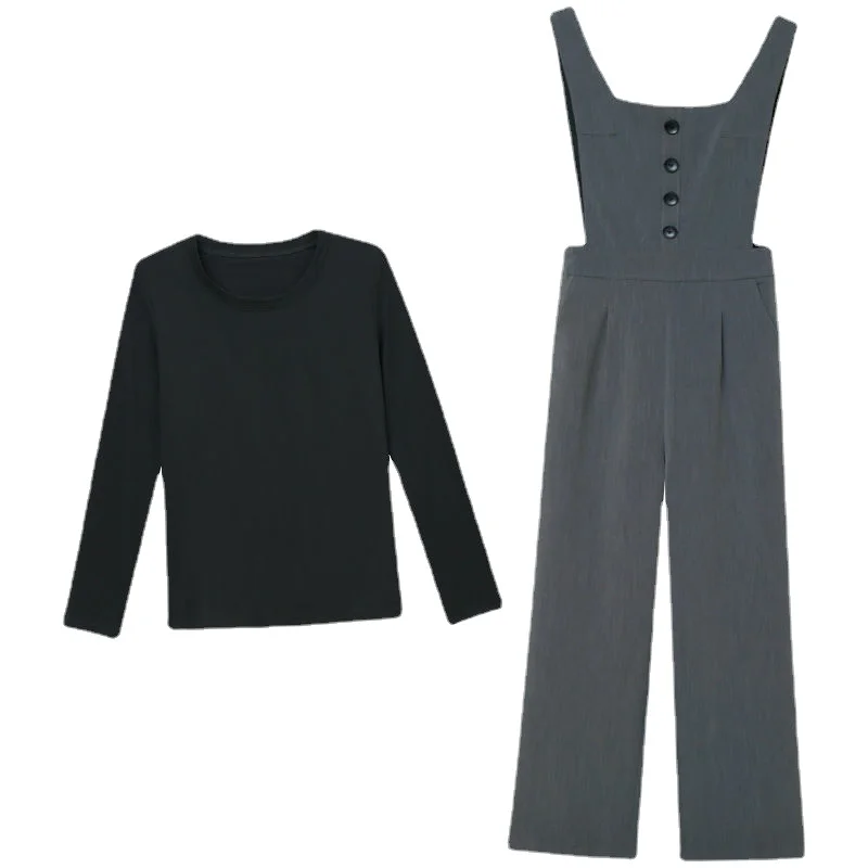 Open-Seat Pants Draping Wide Leg Suspender Pants Suit Female Invisible Zipper Outing Date Essential Artifact Sex Free Nightclub