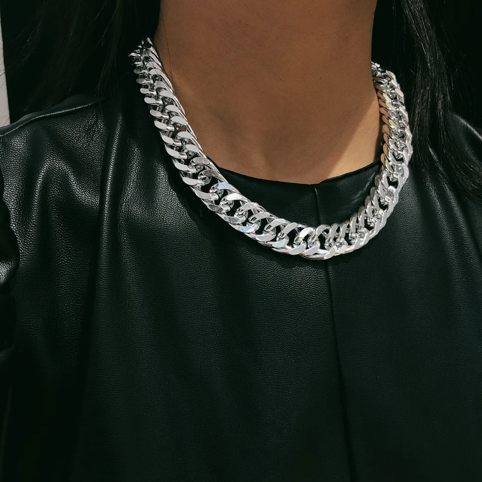 Edelstahl Halskette Choker Hip Hop con catena a nodo no.4202
