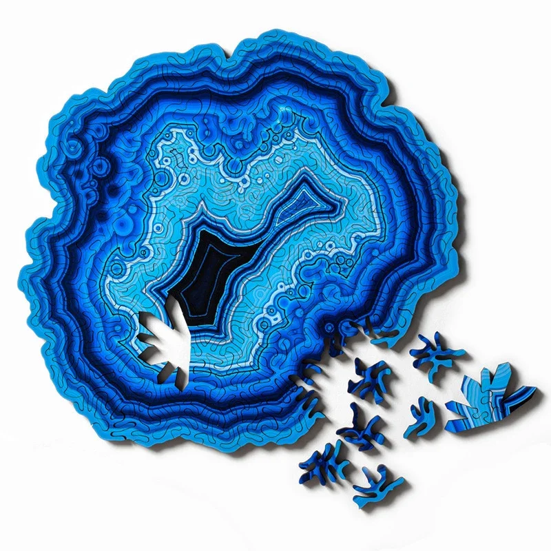 

Blue Agate Jigsaw Puzzles Irregular Shape Mind Brain Challenge for Adutl Rompecabezas Madera Unique Gifts