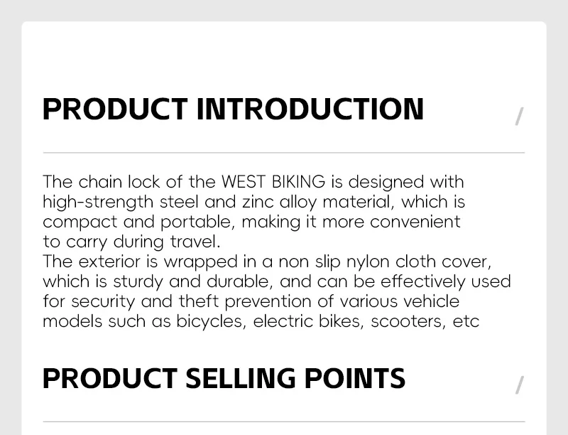 Description Picture 3 of itemWEST BIKING Bicycle Chain Lock Portable Anti-theft High Security MTB Mountain Bike Lock With 2 Keys For Scooter Electric E-Bike