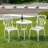 Patio Bistro Set 3 Piece with Umbrella Hole, Outdoor Bistro Table and Chairs Set of 2, Patio Bistro Set 3 Piece white 1