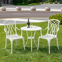 Patio Bistro Set 3 Piece with Umbrella Hole, Outdoor Bistro Table and Chairs Set of 2, Patio Bistro Set 3 Piece white 1
