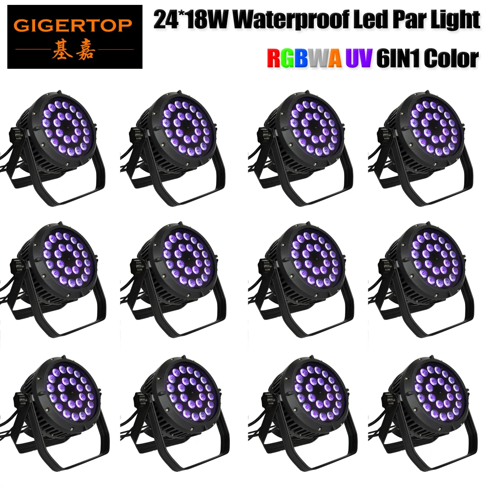 

Wholesales Price Cast Aluminum Made Led Par DMX Stage Light RGBWAP Dimmable 24X18W Waterproof Dj Lights Sound Activated Powerful