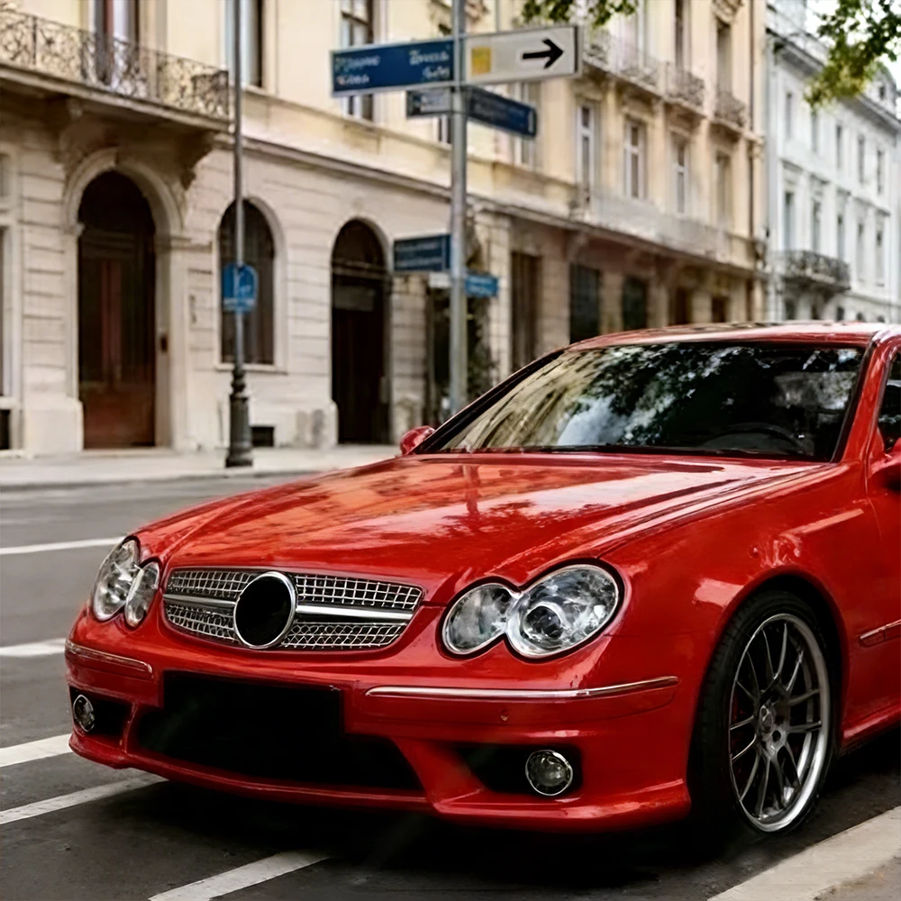 메르세데스-벤츠 CLK W209 2003-2009 CLK320 CLK500 프론트 범퍼 메쉬용 다이아몬드 스타 스타일 블랙 그릴