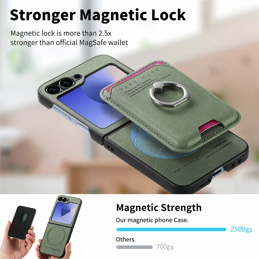 Premium Detachable Magnetic Wallet Phone Case with Card Holder Ring