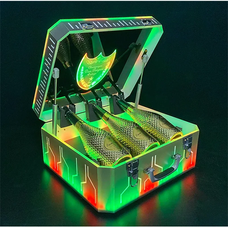 New LED Colorful Neon Champagne Case Acrylic Shield Champagne Rack Bar KTV Wine Set Atmosphere Spade A Wine cuisine
