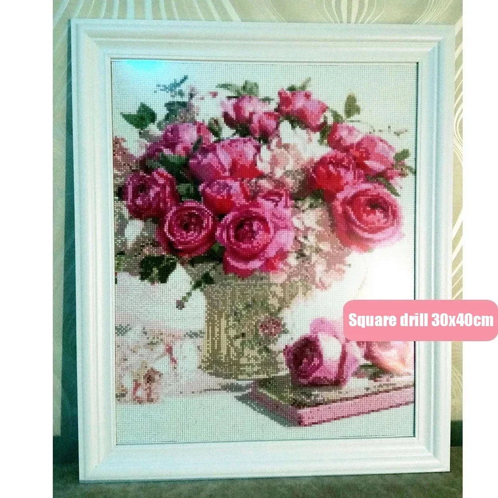 5D Diy Diamond Painting Flower Cross Stitch Kit AB Round Diamond Rose Sunflower Embroidery Mosaic Art Home Decor