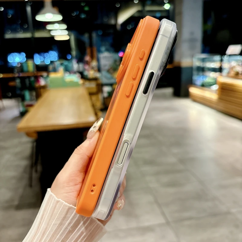 Orange Magnetic Translucent Matte Phone Case with Camera Glass Protector and Magsafe Compatibility
