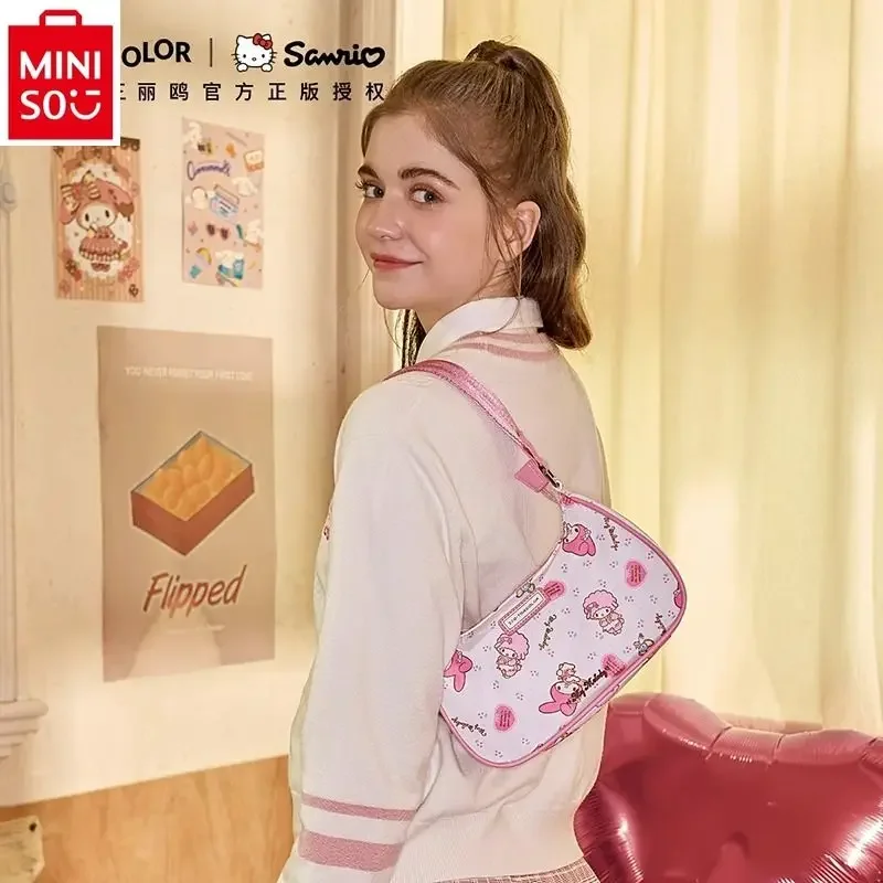 MINISO Sanrio Cartoon Hello Kitty High Quality Women's Shoulder Bag Small and Classic Sweet Versatile Underarm Bag
