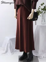 Long Satin Skirts Women Dark Green Luxury Spring Summer Maxi Straight Black Skirt Long Shining Satin Skirt Maxi Brown Ladies - Image 4