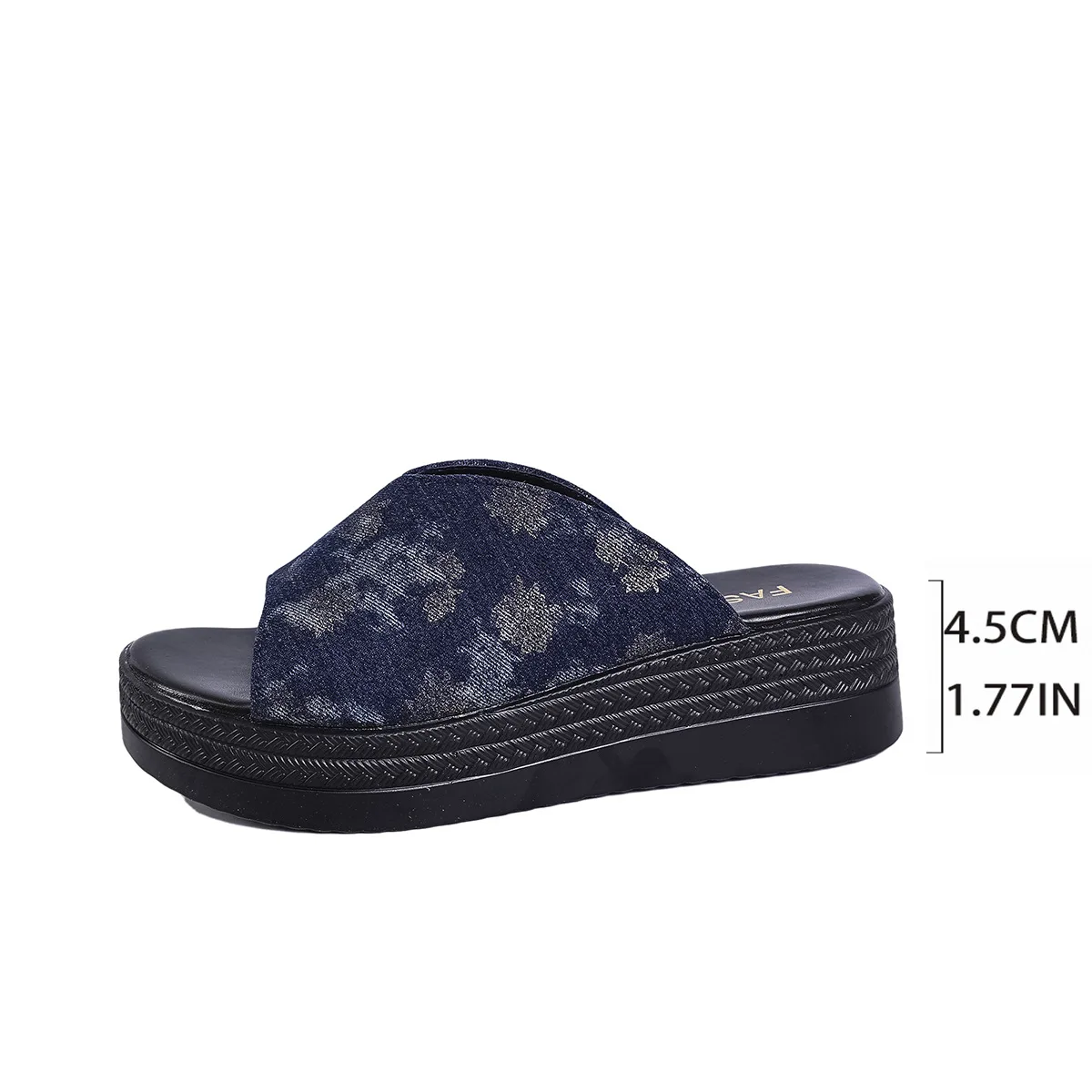 Plus Size Fashion Women Platform Slippers 2025 Summer Blue Denim Wedge Sandals Women Thick Bottom Non Slip Outdoor Beach Shoes