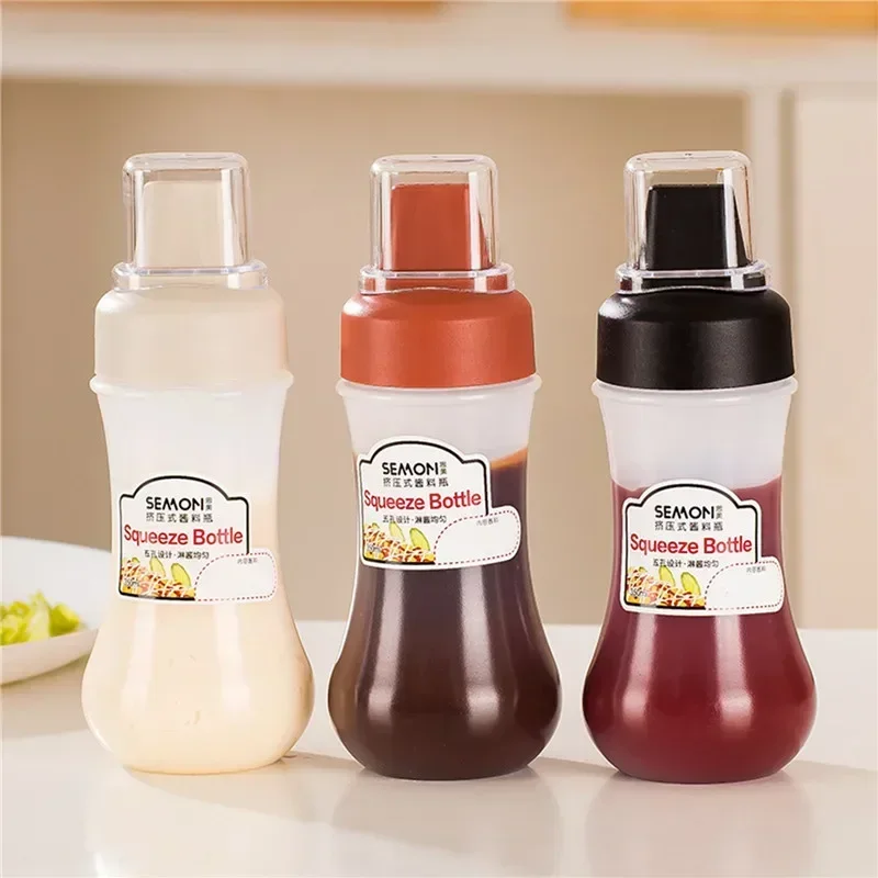 350ml 5 Holes Condiment Squeeze Bottle Kitchen Ketchup Mustard Bottle Clear Mayonnaise Honey Dispenser Sauce Storage Container