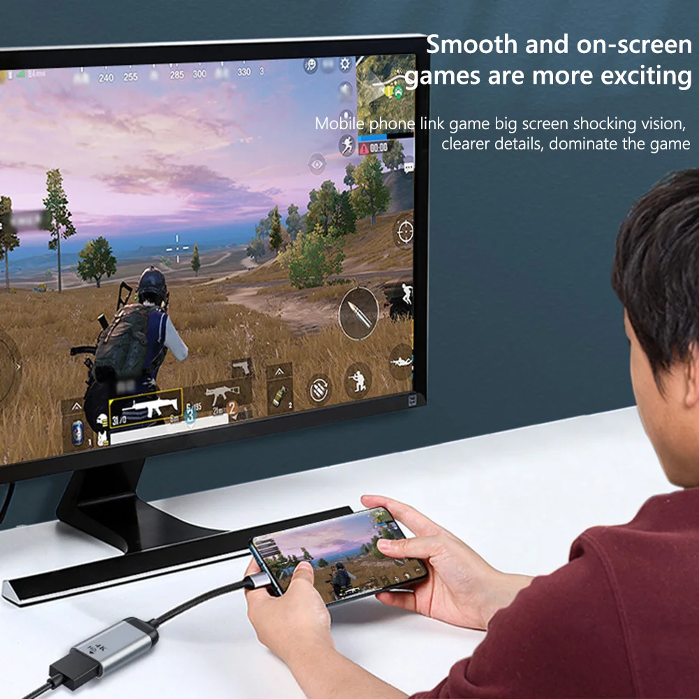 PC 노트북용 USB C 어댑터 교체 타입 C-4K 60Hz HD 비디오 프로젝션 수-암 컨버터