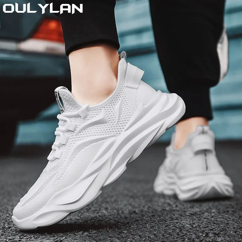 Oulylan Fashion Men Sport Shoes Casual Sneakers Outdoor Breathable Lightweight White Black Running Shoes Men Tennis Shoes