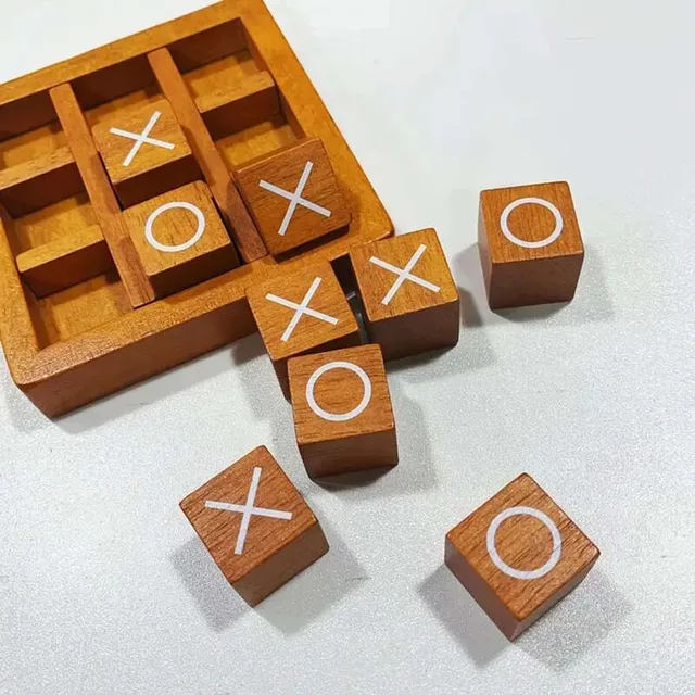 Wooden Chessboard Game Box XO Chess Training Concentration Logical Thinking Parent-child Interactive Tabletop Game Kids Gifts 6