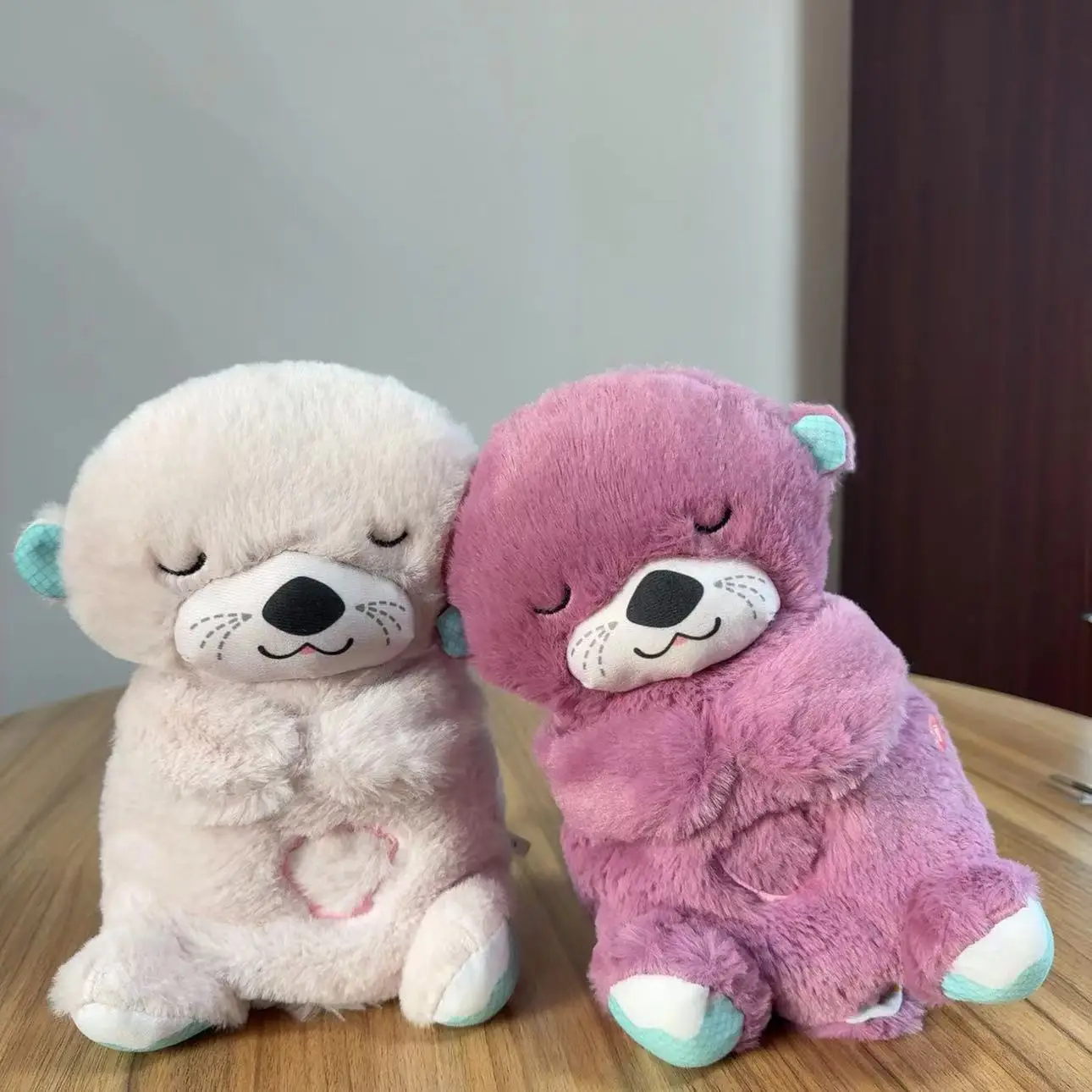 Peluche Bambola Orso Che Respira Baby Otter Toy Musica Lenitiva Baby Sleep Companion Sound And Light Doll Toy Gift