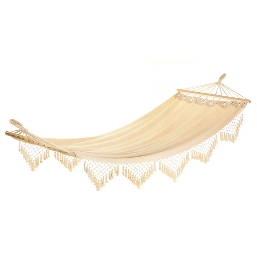 

39" Beige and Brown Contemporary Outdoor Hammock
