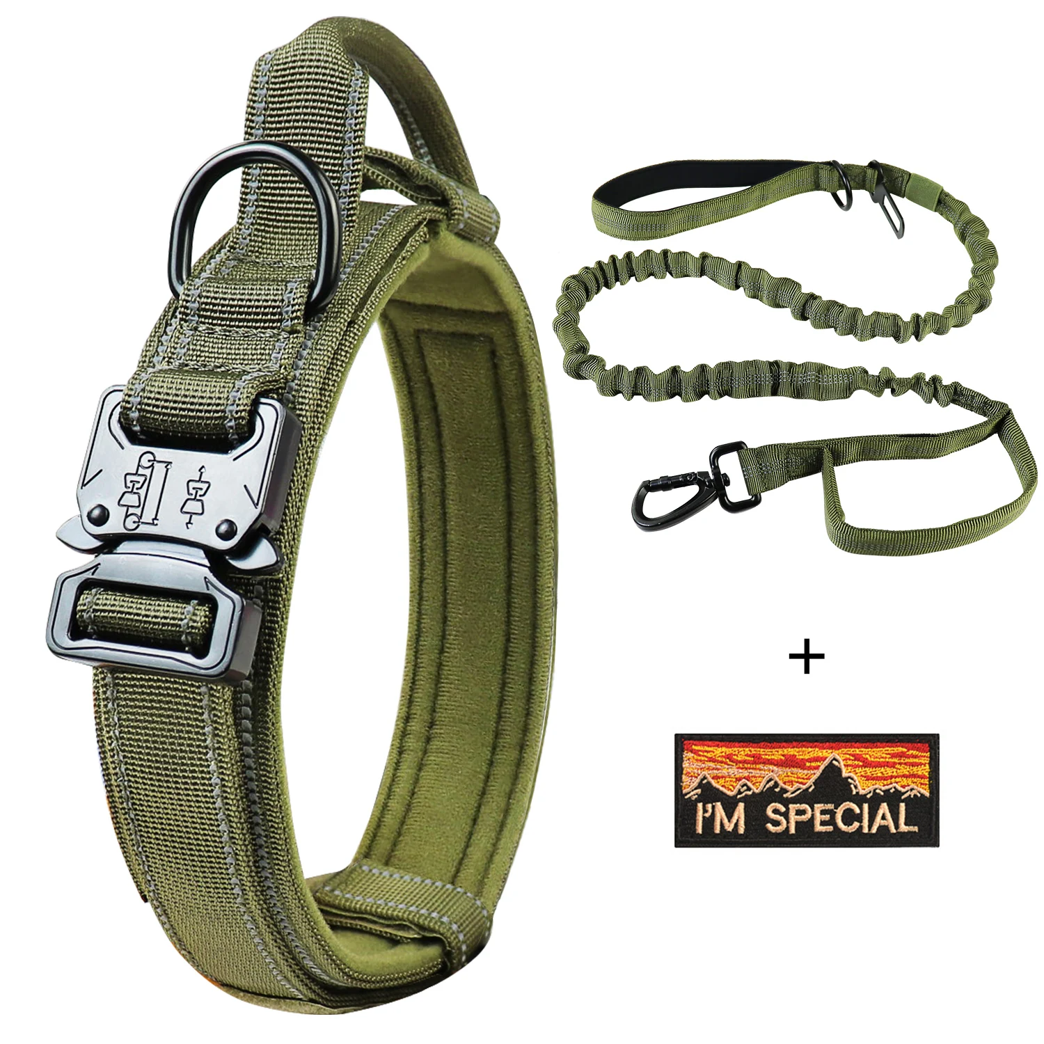 Tactical Military Dog Collar Retractable Leash Set Threetreeproduct