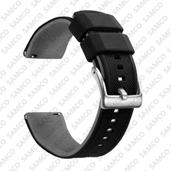 Enhanced Quick Release Silicone Watch Strap - Premium Rubber Band Replacement - 22mm (Black Grey 1)