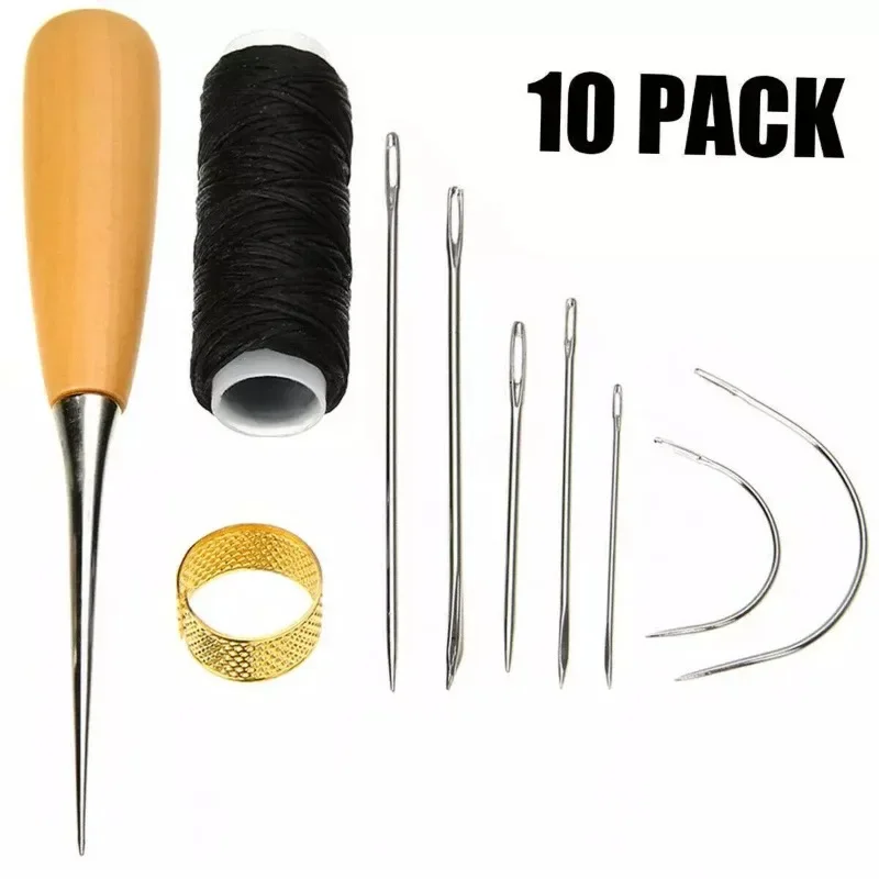Leather Sewing Needles Set Seams Needle Thread Thimble Shoes Repair Tools DIY Leathcraft Crafts for Beginner