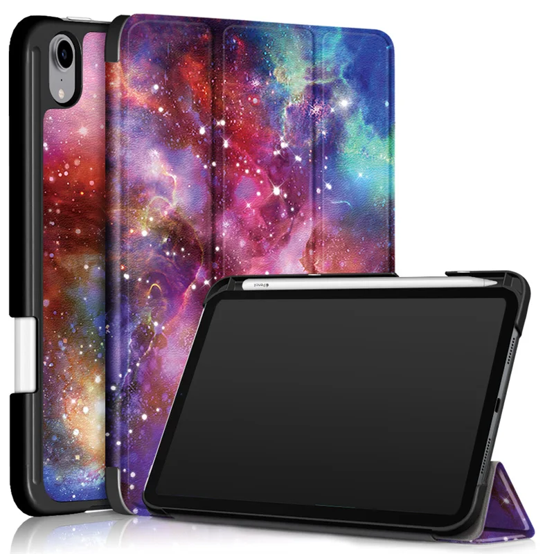 Trifold PU Leather Stand Magnetic Cover with Pen Holder