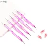 5pcs/Set Dual-Ended Nail Art Dotting Pen With Rhinestones Handle 3D UV Gel Liner Flower Pattern Drawing Painting Brush Tool Kits 4