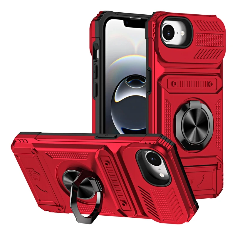 Shockproof Magnetic Car Holder Case with Card Slot – Ring Armor Back Cover