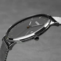 CADISEN suisse Ronda 715 montre à Quartz homme 7MM cadran Ultra-mince saphir lumineux acier inoxydable Milano maille bracelet montres hommes 3