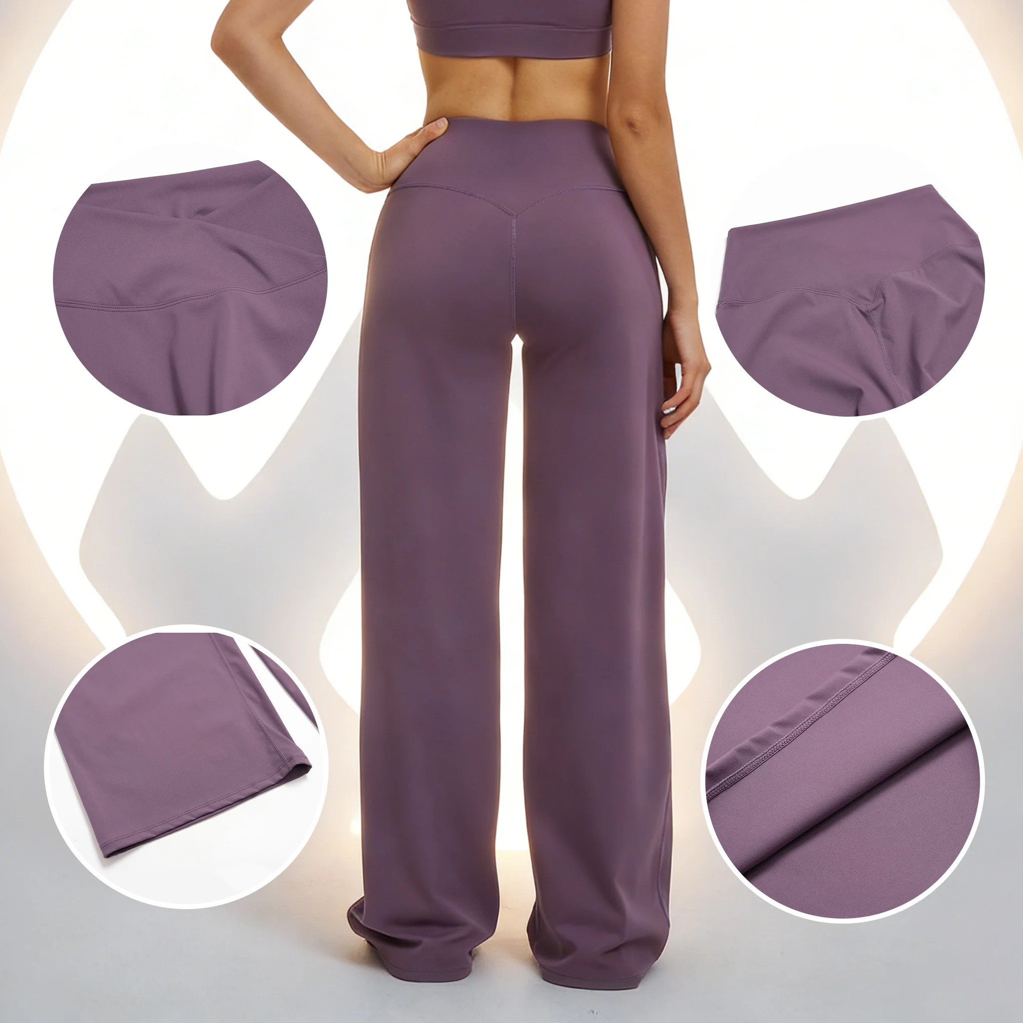 Leggings a Zampa d'Elefante Felpati, Pantaloni Casual a Vita Alta Incrociati, Pantaloni da Corsa Vestibilità Ampia, Pantaloni per Attività all'Aperto - Image 4