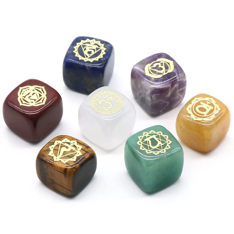 Natürliche Stein Fiel Poliert Cube Stein Chakra Healing Reiki Sammlung Hause Dekoration Als Geschenk 7 stücke – Detail 4