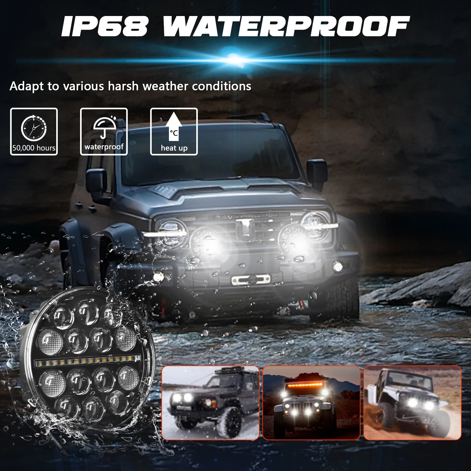 9Inch Work Headlight Bar Vehicle Len Demon Eye Light 6000K Spot Combo Barra LED
