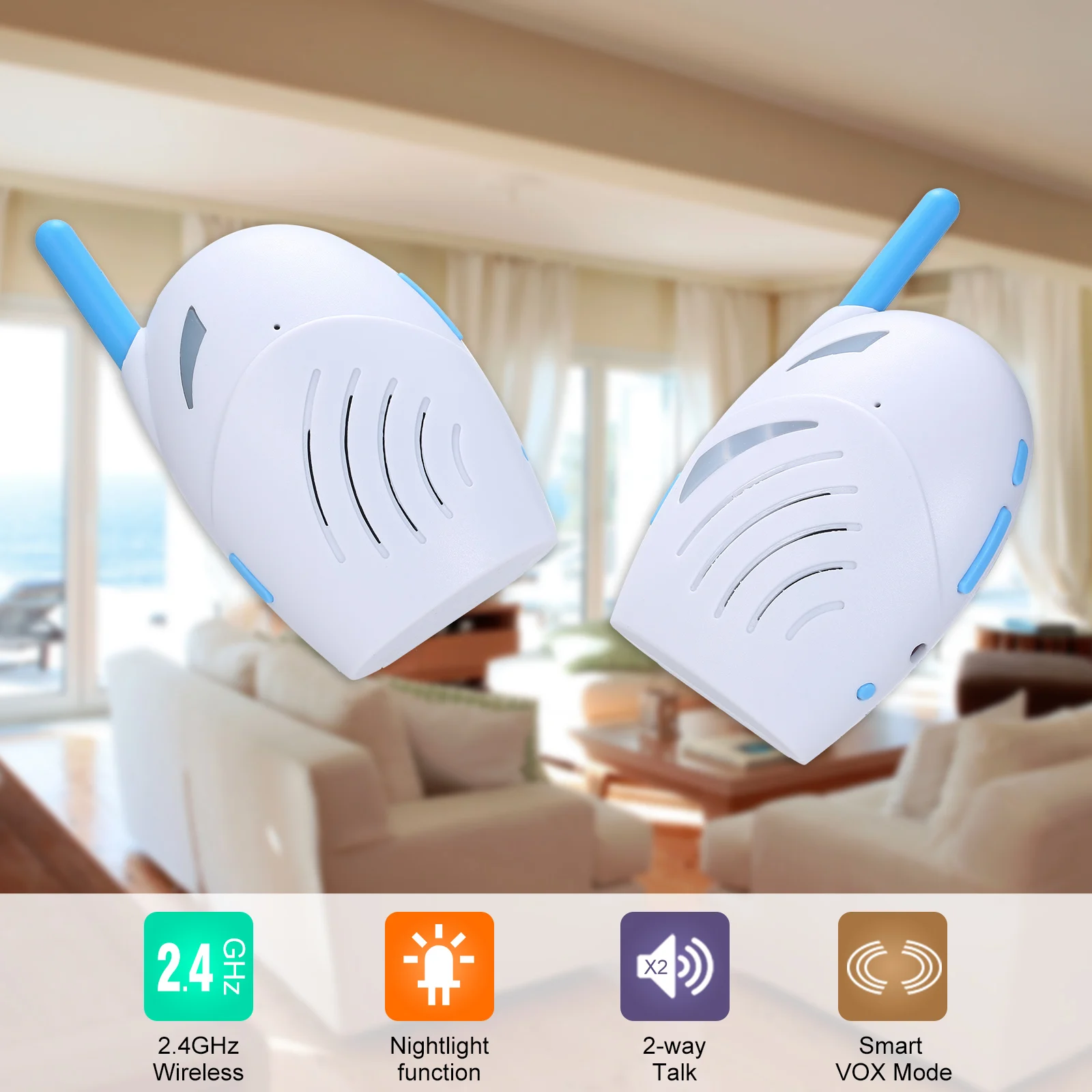 Portable 2.4GHz Wireless Digital Audio Baby Monitor Two Way Talk Crystal Clear Baby Cry Detector Sensitive Transmission wireless baby monitor