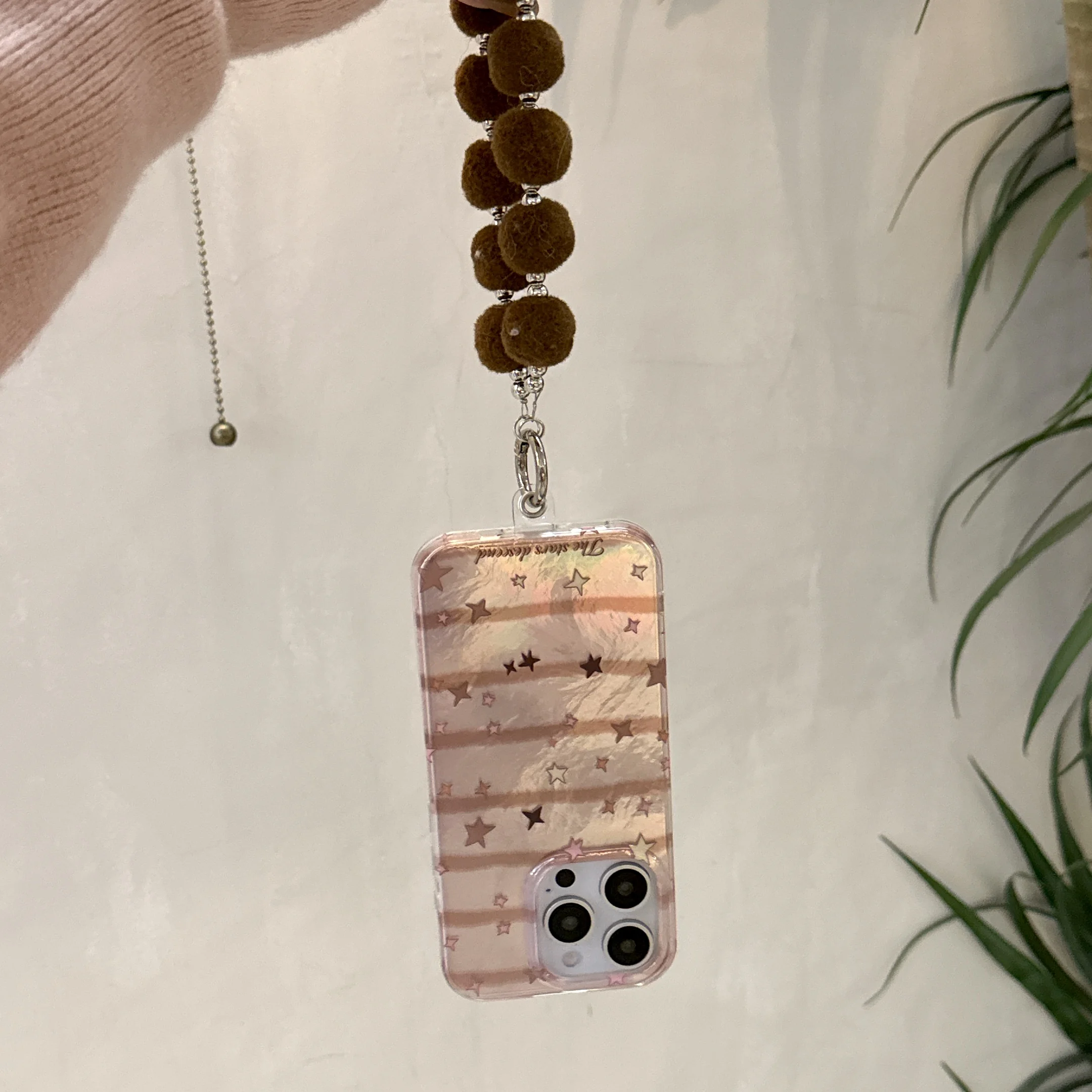Korea Simple Striped Colourful Stars Lanyard Phone Case for iPhone 16 15 14 13 Pro Max Back Cover Funda