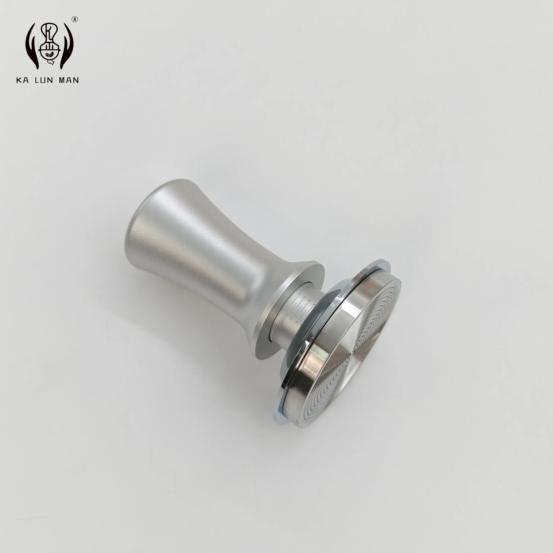 Espresso tamper stainless steel Threaded bottom aluminum alloy body available in silver and black dimensions:51.53.58mm. 1PC