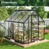 6x7.5 FT Greenhouse, Polycarbonate Greenhouse with Quick Setup Structure and Roof Vent, Aluminum Large Walk-in Greenhouse 6