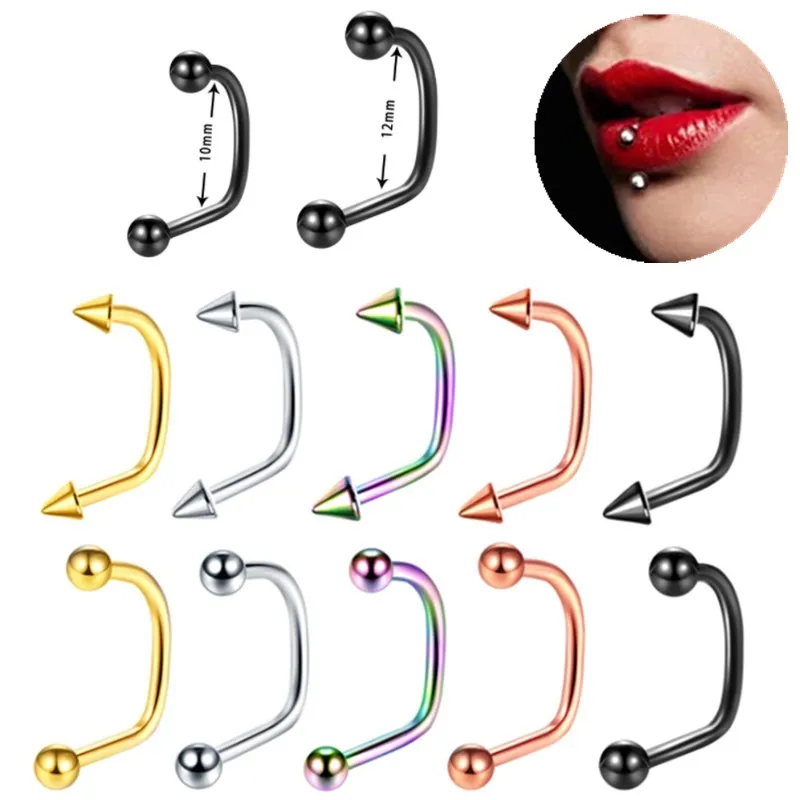 

1PCS Stainless Steel Lippy Loop Larbet Ring 16G Lip Piercing Hoop Jewelry Stud Piercing Ball Cone U Shaped Lip Rings Labret Hoop