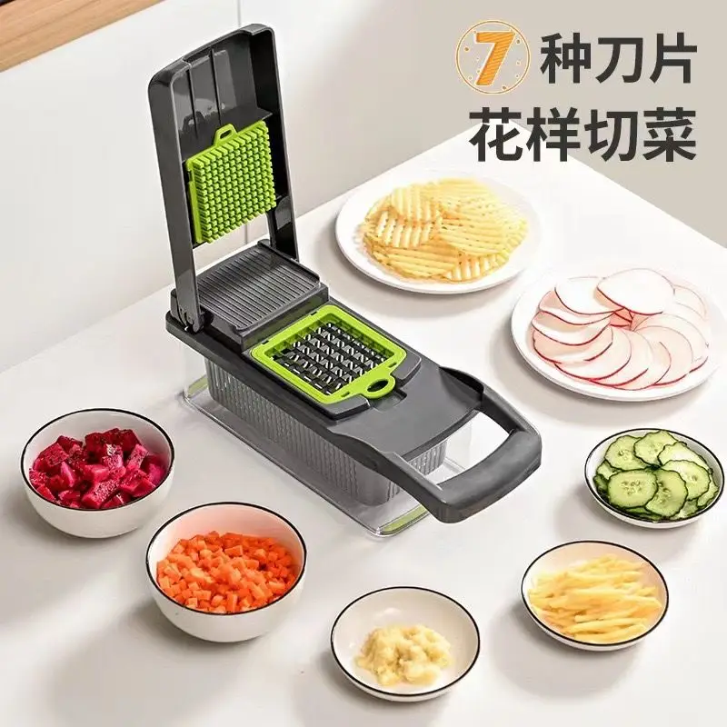 Cocina14/16 in 1 Multifunctional Vegetable Chopper Slicer Shredder with Basket Fruit Slicer Potato Shredder Carrot Grind Gadgets vegetable chopper and slicer